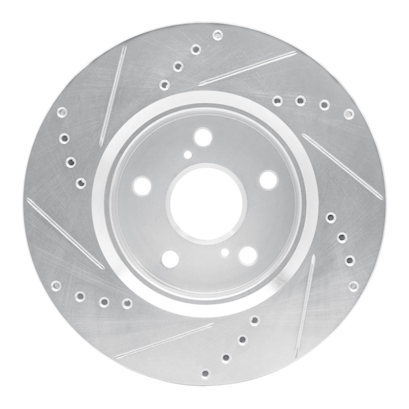 Toyota C-HR Brake Rotor (1) - Front Right - R1 Concepts - Drilled & Slotted - Silver - `18-`22